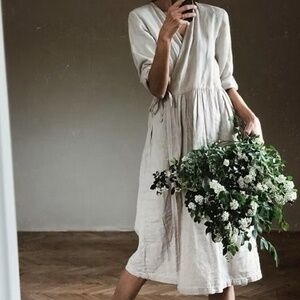 *NWOT* Simply Grey linen wrap dress in white